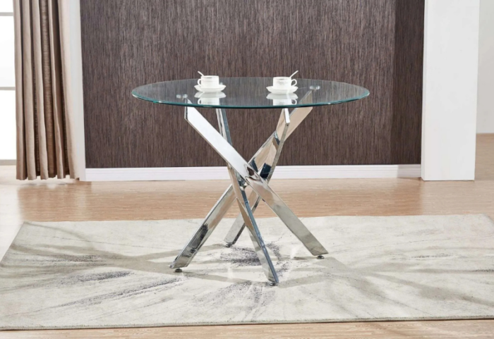 T-3460a 39″ 5pc Glass Dining Set w/ Chrome Base - Image 2