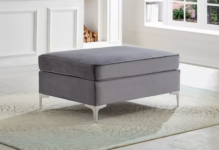 CFI-9281 Grey Velvet Ottoman - Image 2