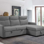 CFI-9027 Grey Linen Reversible Sofa Bed Sectional w/ Storage