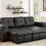 CFI-9032 Black PU Reversible Sofa Bed Sectional w/ Storage