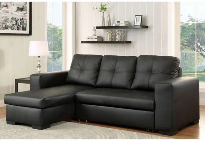 CFI-9032 Black PU Reversible Sofa Bed Sectional w/ Storage - Image 3