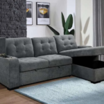 CFI-9051 Grey Linen Sofa Bed Sectional w/ Storage (RHF)
