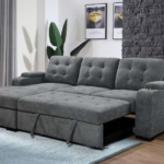 CFI-9050 Grey Linen Sofa Bed Sectional w/ Storage (LHF)
