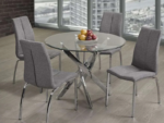 T-3460a 39″ 5pc Glass Dining Set w/ Chrome Base
