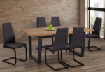 T-3350 71″ Live-Edge Oak Wood Dining Set w/ Black Metal Legs - Image 3