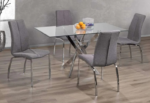 T-3465 55″ 5pcs Glass Dining Set w/ Chrome Base - Image 5