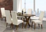 T-3036d 71″ Live-Edge Wood Dining Set w/ Fabric Chairs