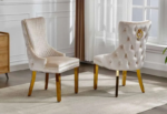 T-1275 71″ Ceramic Marble Gold Dining Set w/ Velvet Chairs - Image 4
