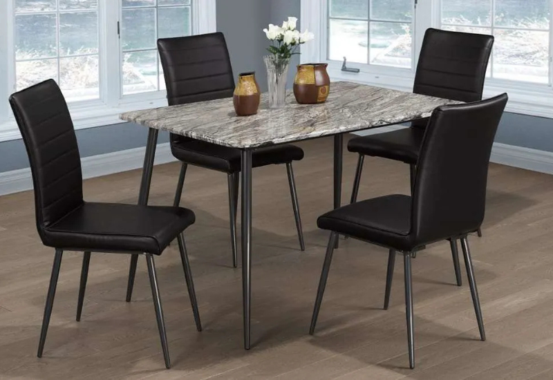 Untitled design - 2026-08-17T015027.409 T-3206c 60″ 5pc Faux Gloss Marble Dining Set w/ PU Leather Chairs - Image 1