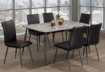 T-3207c 60″ 7pc Faux Gloss Marble Dining Set w/ PU Leather Chairs