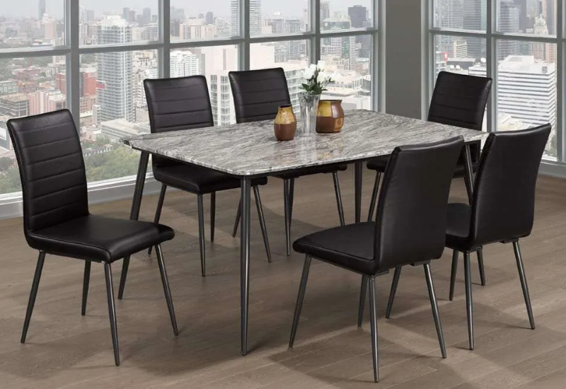 Untitled design - 2026-08-17T020312.180 T-3207c 60″ 7pc Faux Gloss Marble Dining Set w/ PU Leather Chairs - Image 1