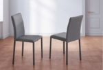 T-3201c 60″ 7pc High Gloss Faux Marble Dining Set w/ Linen Chairs - Image 2