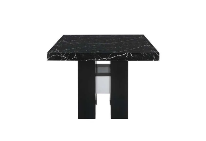 CFI-1605 70″ Faux Black Marble Dining Set w/ Velvet Chairs - Image 3