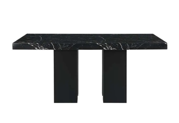 CFI-1605 70″ Faux Black Marble Dining Set w/ Velvet Chairs - Image 2