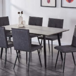 T-3315b 63″ Faux Concrete Dining Set w/ Air Suede Chairs