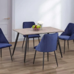 T-3310a 48″ 5pc Faux Concrete Dining Set w/ Velvet Chairs