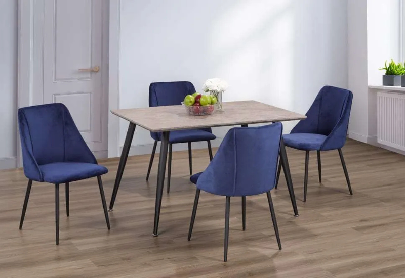 Untitled design - 2026-08-20T015550.026 T-3310a 48″ 5pc Faux Concrete Dining Set w/ Velvet Chairs - Image 1