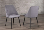 T-3310a 48″ 5pc Faux Concrete Dining Set w/ Velvet Chairs - Image 2