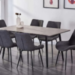 T-3315c 63″ Faux Concrete Dining Set w/ Air Suede Chairs