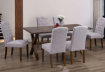 T-3038b 60″ Live-Edge Wood Dining Set w/ Fabric Chairs
