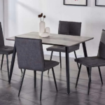 T-3310b 48″ 5pc Faux Concrete Dining Set w/ Air Suede Chairs