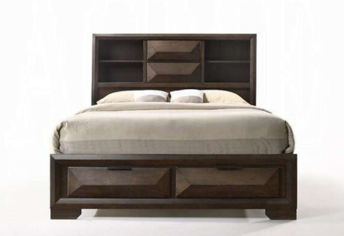 Laura Espresso Wood Platform Bed w/ Storage Drawers - Image 2