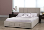 Westley Beige Linen Platform Bed w/ Hydraulic Storage