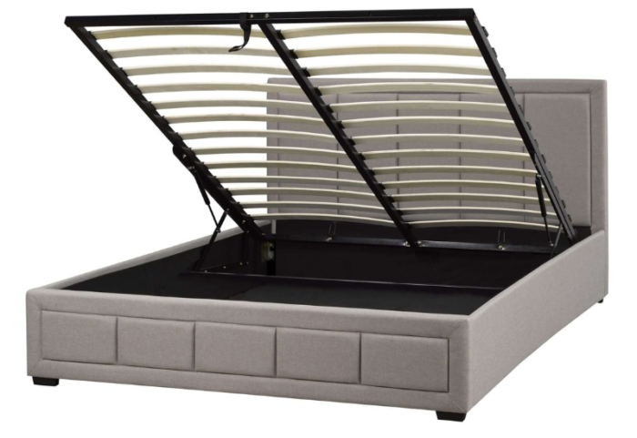 Westley Beige Linen Platform Bed w/ Hydraulic Storage - Image 3