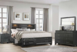Ava Grey Wood Platform Bed w/ Storage Drawers