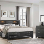 Ava Grey Wood Platform Bed w/ Storage Drawers