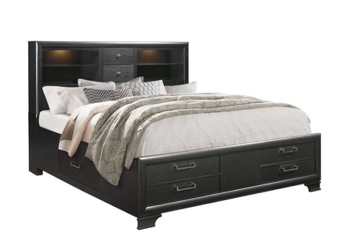 Ava Grey Wood Platform Bed w/ Storage Drawers - Image 2