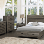 Jenna Grey Wood Platform Bed w/ Storage Drawers