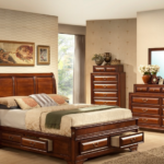 Sofia Walnut Wood Platform Bed w/ Storage Drawers