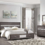 Harper Grey Wood Platform Bed w/ Storage Drawers