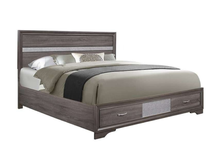 Harper Grey Wood Platform Bed w/ Storage Drawers - Image 3