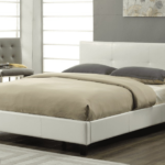 T-2358 White PU Leather Platform Bed