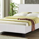 T-2361 White PU Leather Platform Bed