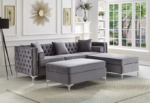 CFI-9281 Grey Velvet Ottoman - Image 2