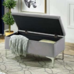 CFI-6255 Grey Velvet Storage Bench
