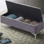 CFI-6500 Grey Velvet Storage Bench