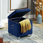 CFI-6297 Blue Velvet Storage Ottoman