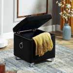 CFI-6296 Black Velvet Storage Ottoman