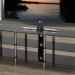 CFI-5004 Tempered Glass TV Stand w/ Chrome Legs