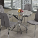 T-3460a 39″ 5pc Glass Dining Set w/ Chrome Base