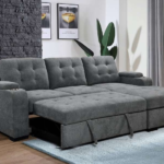 CFI-9022 Grey Linen Sofa Bed Sectional w/ Storage (LHF)