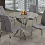 T-3460a 39″ 5pc Glass Dining Set w/ Chrome Base