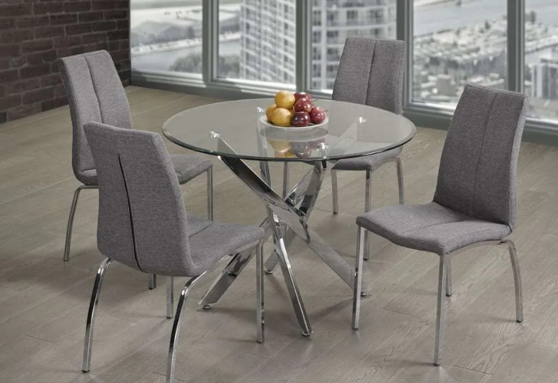 Untitled design T-3460a 39″ 5pc Glass Dining Set w/ Chrome Base - Image 1