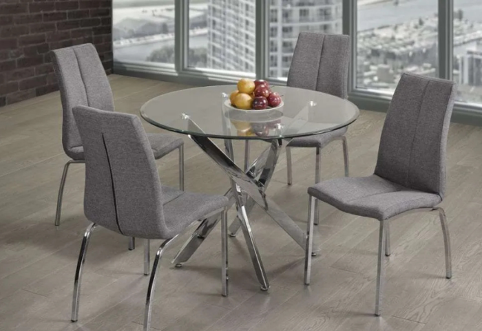 T-3460a 39″ 5pc Glass Dining Set w/ Chrome Base - Image 3