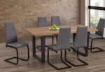 T-3350 71″ Live-Edge Oak Wood Dining Set w/ Black Metal Legs