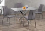 T-3465 55″ 5pcs Glass Dining Set w/ Chrome Base